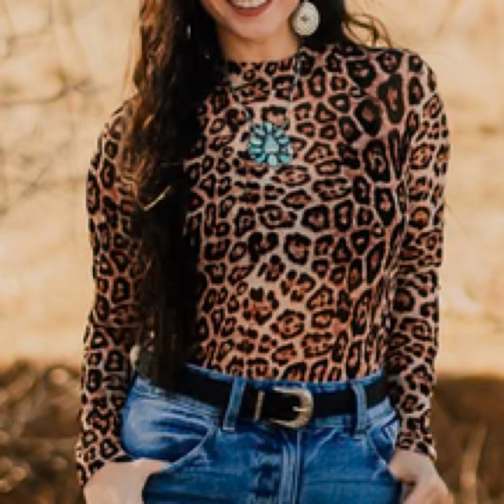 Hear me Roar Leopard mesh top.